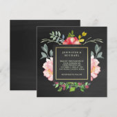 Roze Waterverf volken op Chalkboardbruiloft Kaart (Voorkant / Achterkant)