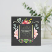 Roze Waterverf volken op Chalkboardbruiloft Kaart (Staand voorkant)