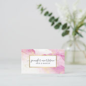Roze Waterverf voor glam Script met Faux Gold Dust Visitekaartje (Staand voorkant)
