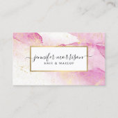 Roze Waterverf voor glam Script met Faux Gold Dust Visitekaartje (Voorkant)