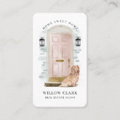 Roze Waterverf Vooraan Deeg Real Estate Agent Visitekaartje (Voorkant)