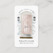 Roze Waterverf Vooraan Real Estate Agent Visitekaartje (Voorkant)