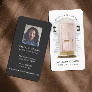 Roze Waterverf Vooraan Real Estate Agent Visitekaartje