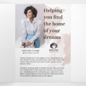 Roze Waterverf Vooraan Real Estate Marketing Drieluik Kaart (Binnenkant midden)