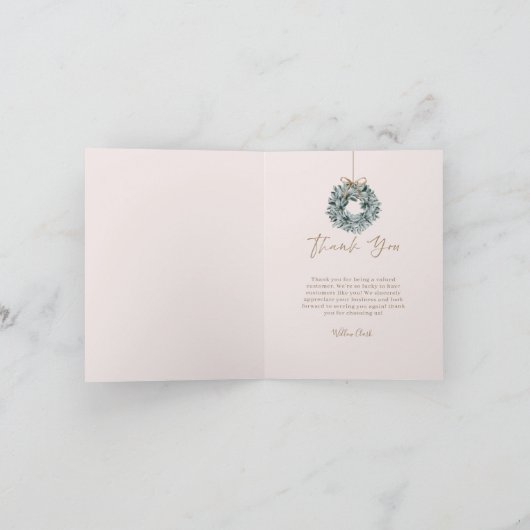 Roze Waterverf voordeur & grote dank Bedankkaart (Binnen)