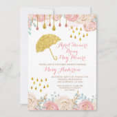 Roze Waterverf voorjaar april Baby shower Kaart (Voorkant)