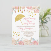 Roze Waterverf voorjaar april Baby shower Kaart (Staand voorkant)