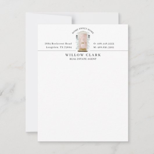 Roze Waterverf Voorkant Persoonlijk Bedrijf Notitiekaartje (Voorkant)