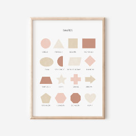 Roze Waterverf Vormen Klaslokaal Decor Poster