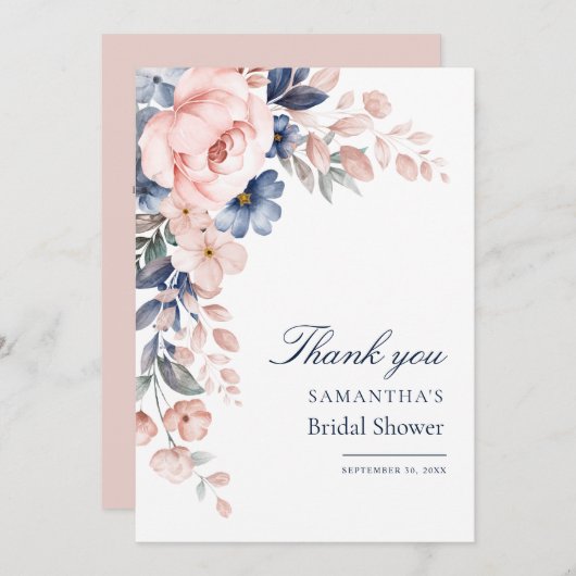 Roze Waterverf Vrijgezellenfeest Bedankkaart (Voorkant / Achterkant)