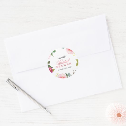 Roze Waterverf Vrijgezellenfeest Sticker (Envelop)