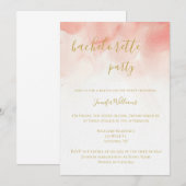 Roze waterverf vrijgezellenfeest uitnodigingen (Voorkant / Achterkant)