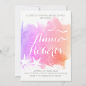 Roze waterverf, vrijgezellenfeest van de zeestervi kaart (Voorkant)