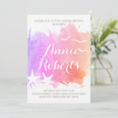 Roze waterverf, vrijgezellenfeest van de zeestervi kaart (Staand voorkant)