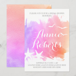 Roze waterverf, vrijgezellenfeest van de zeestervi kaart