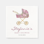 Roze Waterverf wandelwagen Het is een meisje Baby  Servet (Voorkant)