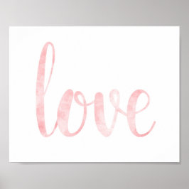 Roze waterverf wandkunst, liefde poster