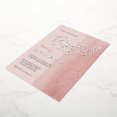 Roze Waterverf Wash Vrijgezellenfeest Sparkle Folie Uitnodiging (Gedraaid)