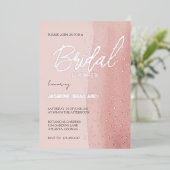 Roze Waterverf Wash Vrijgezellenfeest Sparkle Folie Uitnodiging (Staand Voorkant)