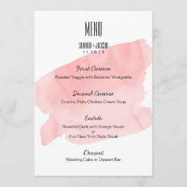 Roze Waterverf Wassen Bruiloft Menu