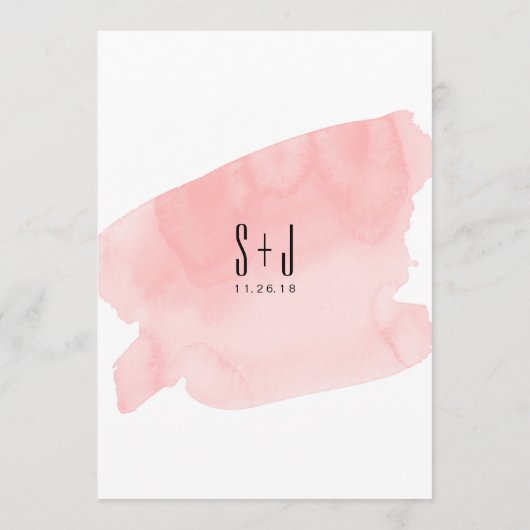 Roze Waterverf Wassen Bruiloft Menu (Achterkant)