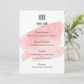 Roze Waterverf Wassen Bruiloft Menu (Staand voorkant)