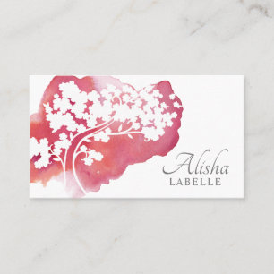 Roze Waterverf Wassen &  Cherry Blossom Tree Visitekaartje