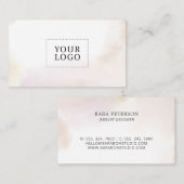 Roze Waterverf Wassen Minimaal Logo Visitekaartje (Voorkant / Achterkant)