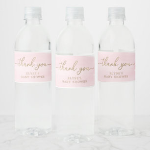 Roze Waterverf Water Fles Etiket voor flesje