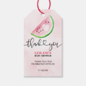 Roze Waterverf Watermeloen Baby shower Hartelijk d Cadeaulabel (Voorkant)