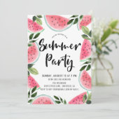 Roze Waterverf Watermeloen Summer Party Kaart (Staand voorkant)