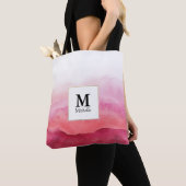 Roze Waterverf Waves Monogram Canvas tas (Dichtbij)