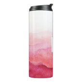 Roze Waterverf Waves Monogram Thermosbeker (Gedraaid links)