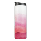 Roze Waterverf Waves Monogram Thermosbeker (Geroteerd rechts)