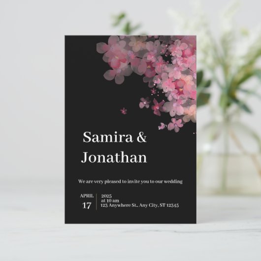 Roze Waterverf Weddenschap Kaart (Staand voorkant)