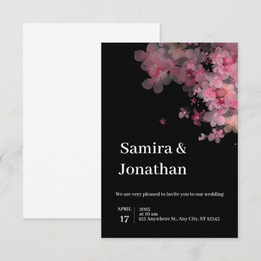 Roze Waterverf Weddenschap Kaart (Voorkant / Achterkant)