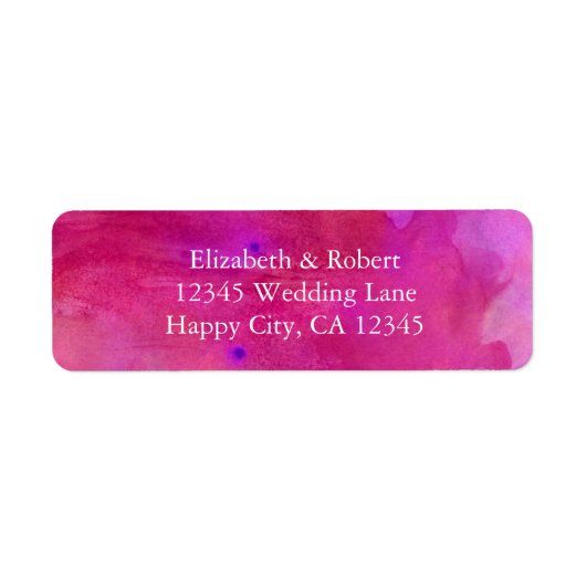 Roze Waterverf Wedding Etiket (Voorkant)