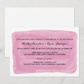 Roze Waterverf Wedding Invite Kaart (Voorkant / Achterkant)