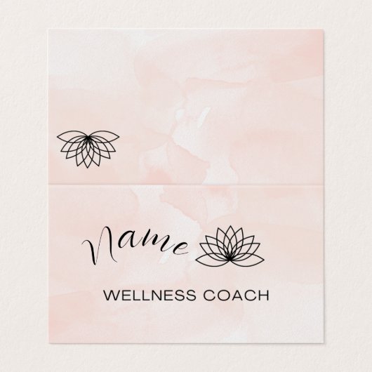 Roze Waterverf Wellness Coach Custom Business Car Visitekaartje (Buitenkant ongevouwen)