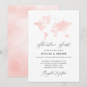 Roze waterverf wereldkaart bruiloft (Voorkant / Achterkant)