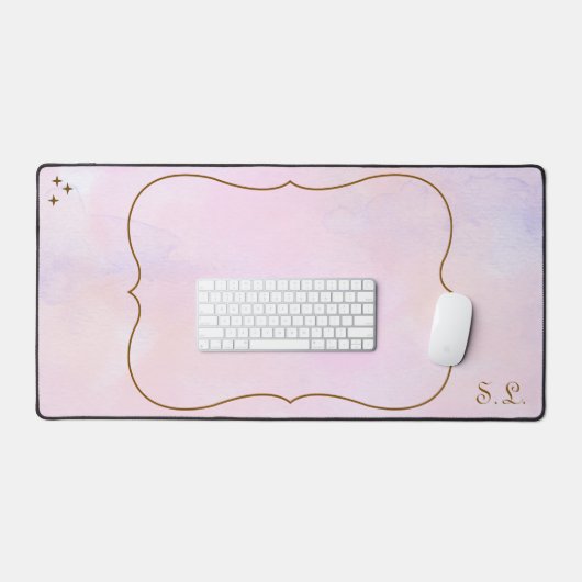 Roze waterverf whimzige bureaumat met initialen (Keyboard & Muis)