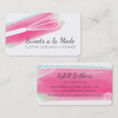 Roze waterverf whiskybakkerijkoek bu visitekaartje (Voorkant / Achterkant)