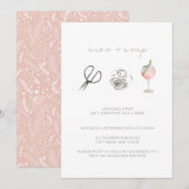 Roze Waterverf Wijn Wrap Kerstfeest Kaart (Voorkant / Achterkant)