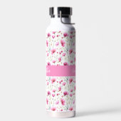 Roze Waterverf Wildbloem Naam Waterfles (Links)
