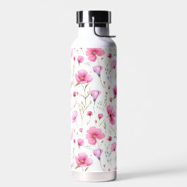 Roze Waterverf Wildbloem Waterfles