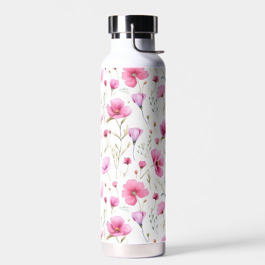 Roze Waterverf Wildbloem  Waterfles (Links)