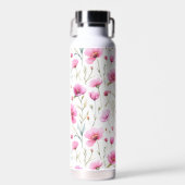 Roze Waterverf Wildbloem  Waterfles (Voorkant)