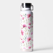 Roze Waterverf Wildbloem  Waterfles (Achterkant)