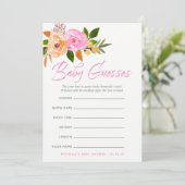 Roze waterverf wildbloemen Baby Predica Game Kaart (Staand voorkant)