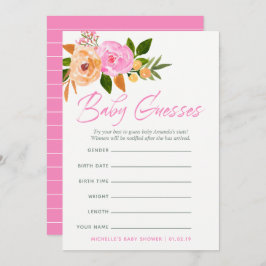 Roze waterverf wildbloemen Baby Predica Game Kaart